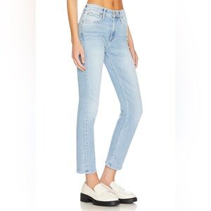 MOTHER Mid Rise Dazzler Straight Leg Ankle Jean In The Blink Of An Eye Light 25